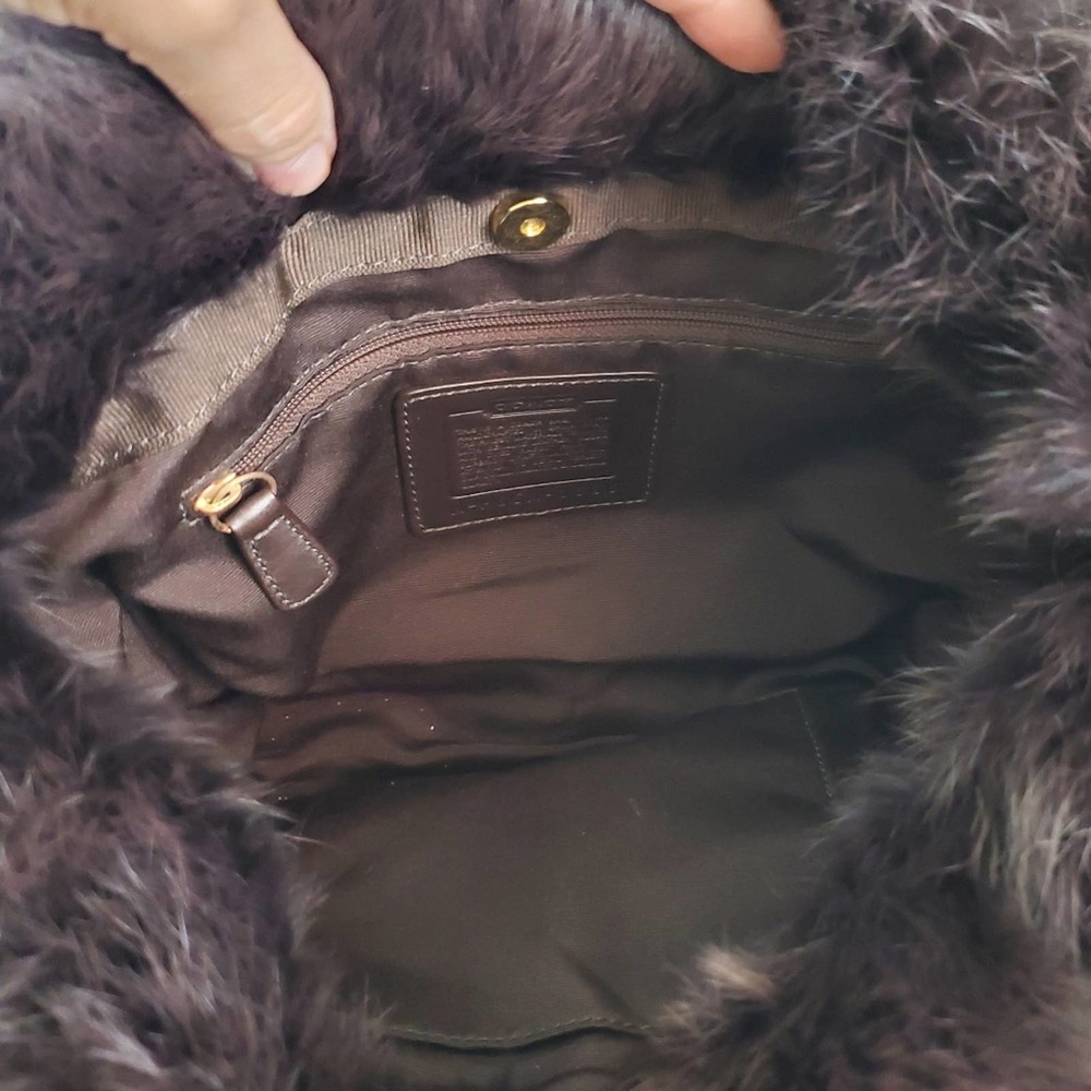 Coach Limited Edition Brown Rabbit Fur Signature Hobo - Picture 7 of 10